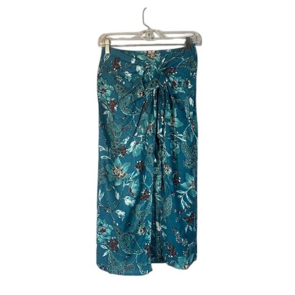 Band of the Free Teal Blue Floral  Bohemian Wrap Style Long Maxi Skirt Women Med - Picture 1 of 11
